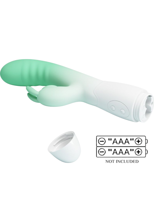 Rabbit δονητής από σιλικόνη σε πράσινο χρώμα, μήκους 20,6 εκ. και μέγιστης διαμέτρου 3,2 εκ.