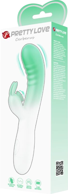 Rabbit δονητής από σιλικόνη σε πράσινο χρώμα, μήκους 20,6 εκ. και μέγιστης διαμέτρου 3,2 εκ.