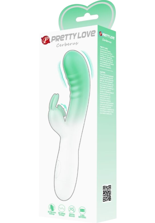 Rabbit δονητής από σιλικόνη σε πράσινο χρώμα, μήκους 20,6 εκ. και μέγιστης διαμέτρου 3,2 εκ.