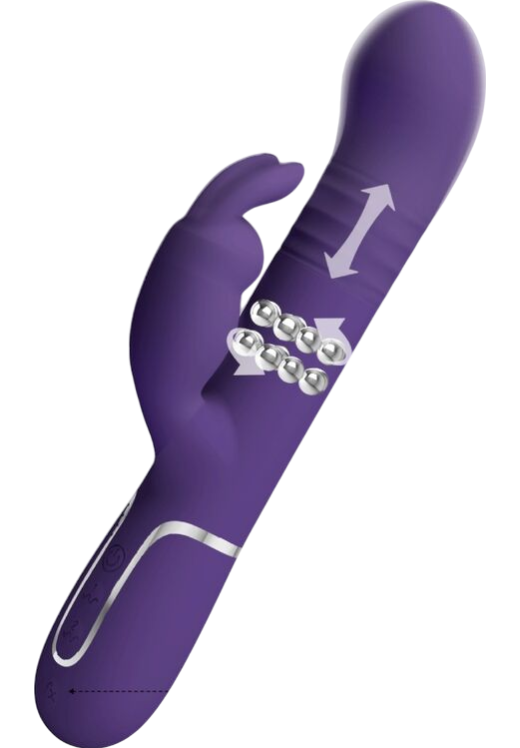 Rabbit δονητής από σιλικόνη σε μοβ χρώμα, μήκους 26 εκ. και μέγιστης διαμέτρου 3,5 εκ.