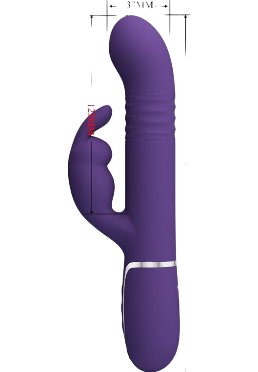 Rabbit δονητής από σιλικόνη σε μοβ χρώμα, μήκους 26 εκ. και μέγιστης διαμέτρου 3,5 εκ.