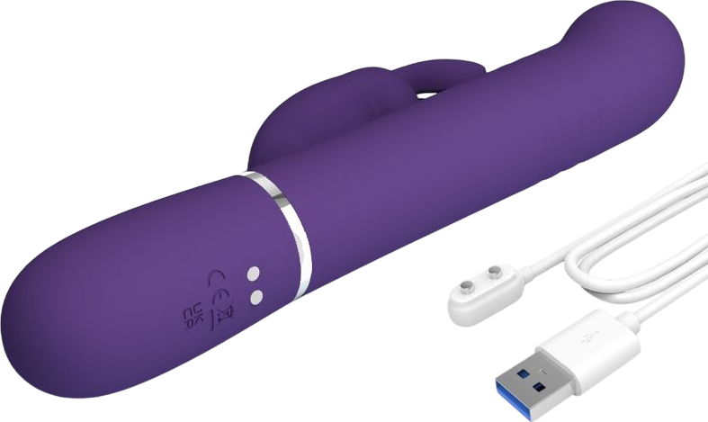 Rabbit δονητής από σιλικόνη σε μοβ χρώμα, μήκους 26 εκ. και μέγιστης διαμέτρου 3,5 εκ.