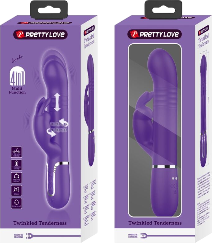 Rabbit δονητής από σιλικόνη σε μοβ χρώμα, μήκους 26 εκ. και μέγιστης διαμέτρου 3,5 εκ.