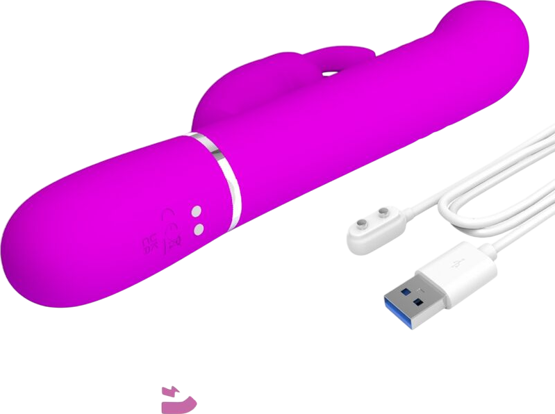 Rabbit δονητής από σιλικόνη σε μοβ χρώμα, μήκους 22,6 εκ. και μέγιστης διαμέτρου 3,7 εκ.