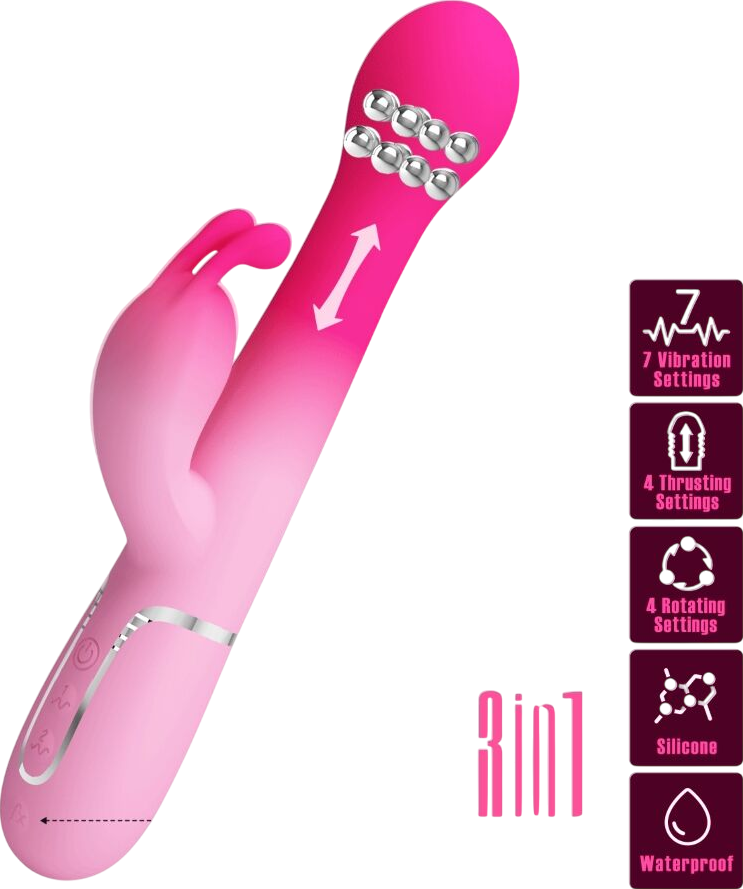 Rabbit δονητής από σιλικόνη σε ροζ χρώμα, μήκους 22,6 εκ. και μέγιστης διαμέτρου 3,7 εκ.