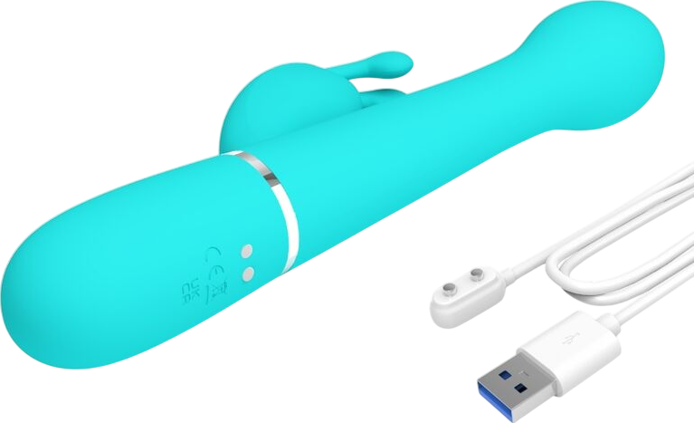 Rabbit δονητής από σιλικόνη σε πράσινο χρώμα, μήκους 22,6 εκ. και μέγιστης διαμέτρου 3,7 εκ.