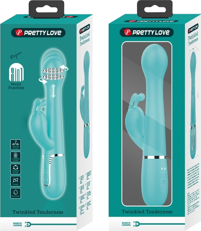 Rabbit δονητής από σιλικόνη σε πράσινο χρώμα, μήκους 22,6 εκ. και μέγιστης διαμέτρου 3,7 εκ.