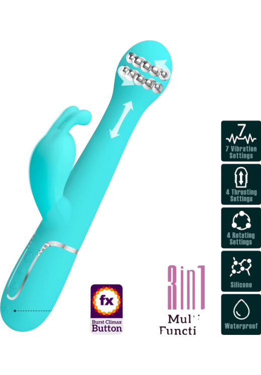 Rabbit δονητής από σιλικόνη σε πράσινο χρώμα, μήκους 22,6 εκ. και μέγιστης διαμέτρου 3,7 εκ.