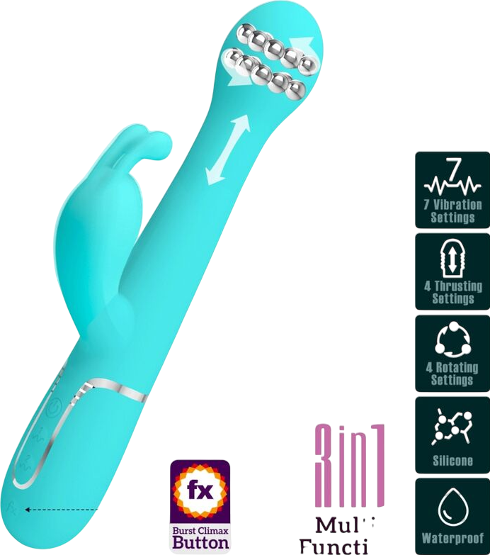 Rabbit δονητής από σιλικόνη σε πράσινο χρώμα, μήκους 22,6 εκ. και μέγιστης διαμέτρου 3,7 εκ.