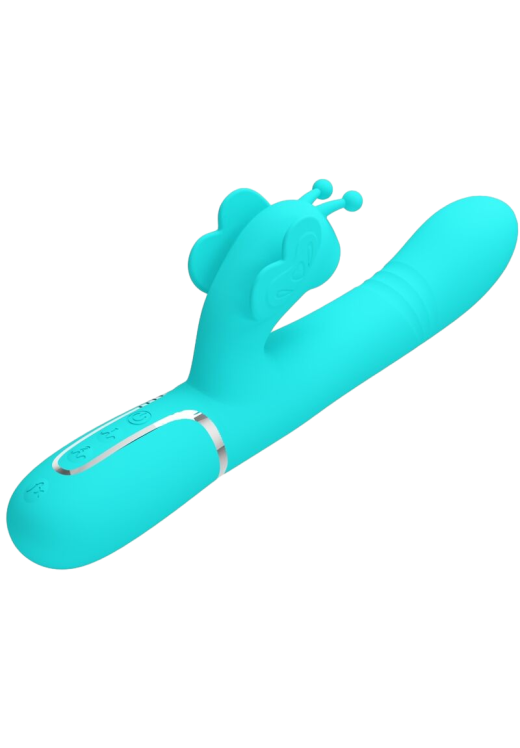 Rabbit δονητής από σιλικόνη σε πράσινο χρώμα, μήκους 22,6 εκ. και μέγιστης διαμέτρου 3,5 εκ.