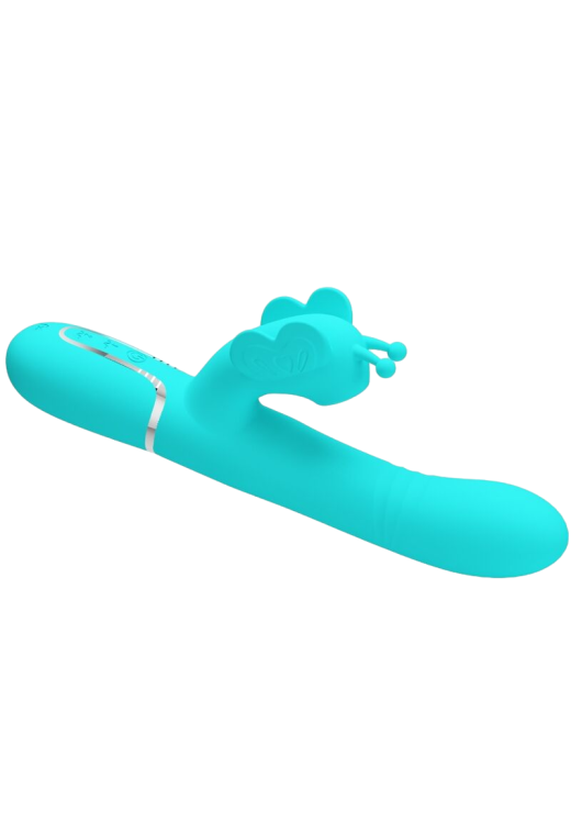 Rabbit δονητής από σιλικόνη σε πράσινο χρώμα, μήκους 22,6 εκ. και μέγιστης διαμέτρου 3,5 εκ.