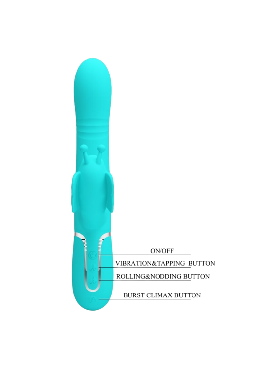 Rabbit δονητής από σιλικόνη σε πράσινο χρώμα, μήκους 22,6 εκ. και μέγιστης διαμέτρου 3,5 εκ.