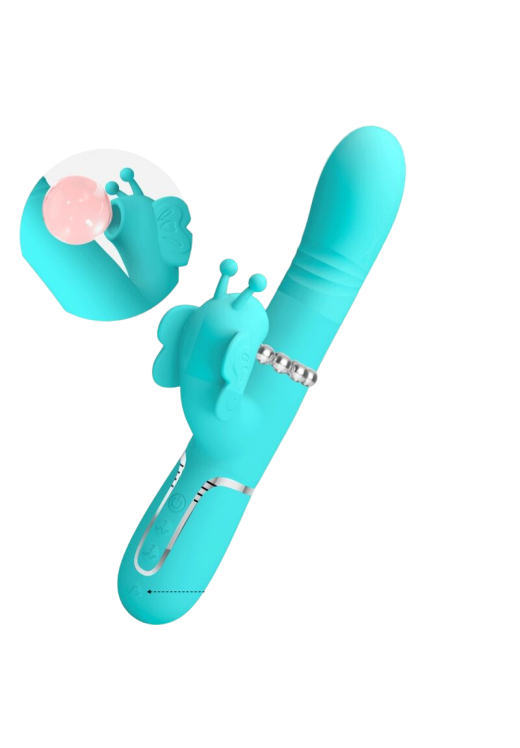 Rabbit δονητής από σιλικόνη σε πράσινο χρώμα, μήκους 22,6 εκ. και μέγιστης διαμέτρου 3,5 εκ.