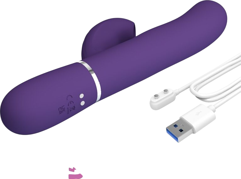 Rabbit δονητής από σιλικόνη σε μοβ χρώμα, μήκους 22,8 εκ. και μέγιστης διαμέτρου 3,4 εκ.