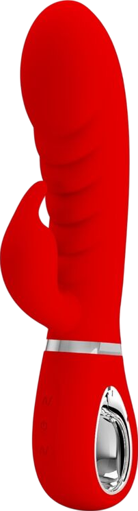 Rabbit δονητής από σιλικόνη σε κόκκινο χρώμα, μήκους 20 εκ. και μέγιστης διαμέτρου 3,9 εκ.