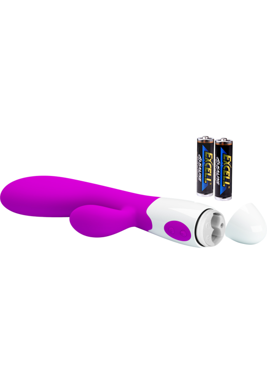 Rabbit δονητής από σιλικόνη σε μοβ χρώμα, μήκους 20 εκ. και μέγιστης διαμέτρου 3,3 εκ.