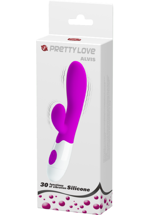 Rabbit δονητής από σιλικόνη σε μοβ χρώμα, μήκους 20 εκ. και μέγιστης διαμέτρου 3,3 εκ.