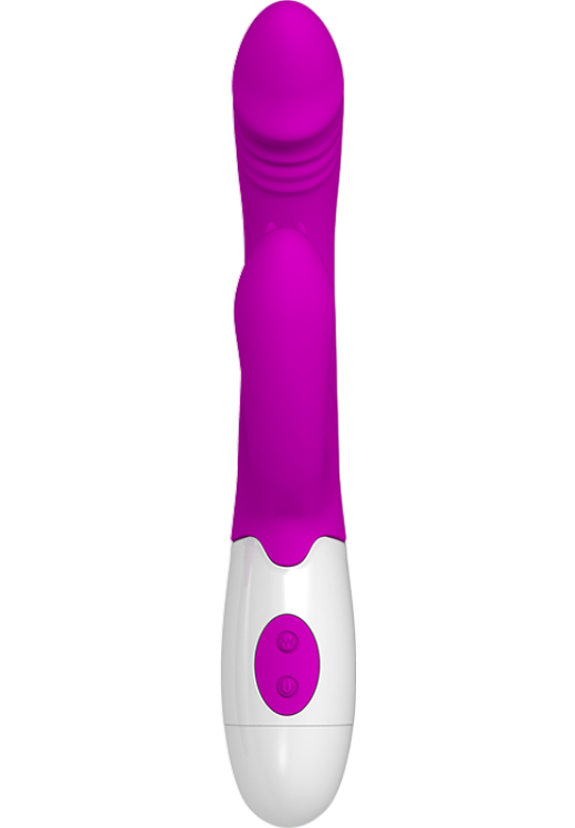 Rabbit δονητής από σιλικόνη σε μοβ χρώμα, μήκους 20 εκ. και μέγιστης διαμέτρου 3 εκ.