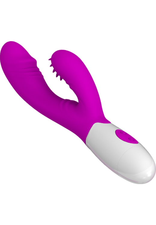 Rabbit δονητής από σιλικόνη σε μοβ χρώμα, μήκους 20 εκ. και μέγιστης διαμέτρου 3 εκ.