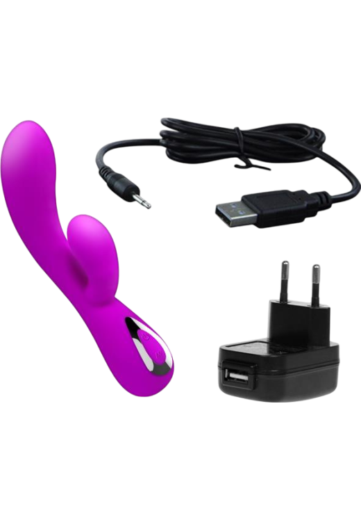 Rabbit δονητής από σιλικόνη σε μοβ χρώμα, μήκους 19 εκ. και μέγιστης διαμέτρου 3,5 εκ.