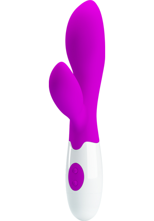 Rabbit δονητής από σιλικόνη σε μοβ χρώμα, μήκους 20 εκ. και μέγιστης διαμέτρου 3,4 εκ.