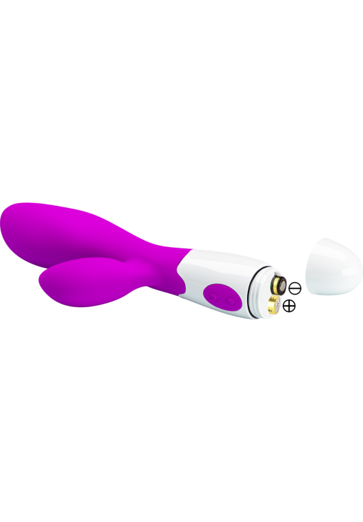 Rabbit δονητής από σιλικόνη σε μοβ χρώμα, μήκους 20 εκ. και μέγιστης διαμέτρου 3,4 εκ.