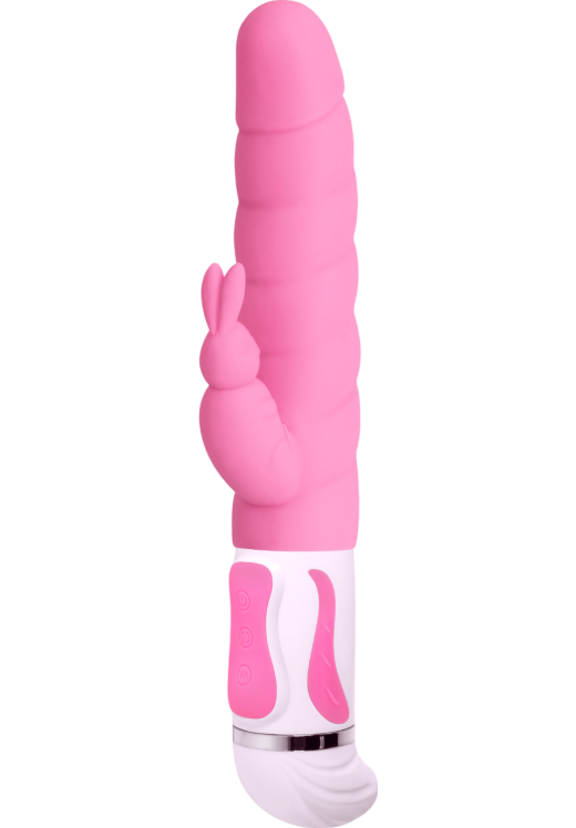 Rabbit δονητής από σιλικόνη σε ροζ χρώμα, μήκους 27 εκ. και μέγιστης διαμέτρου 4 εκ.