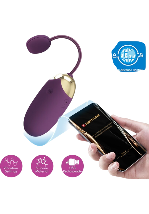 Τηλεχειριζόμενο αυγό από σιλικόνη σε μοβ χρώμα, μήκους 7,2 εκ. και μέγιστης διαμέτρου 3,3 εκ.