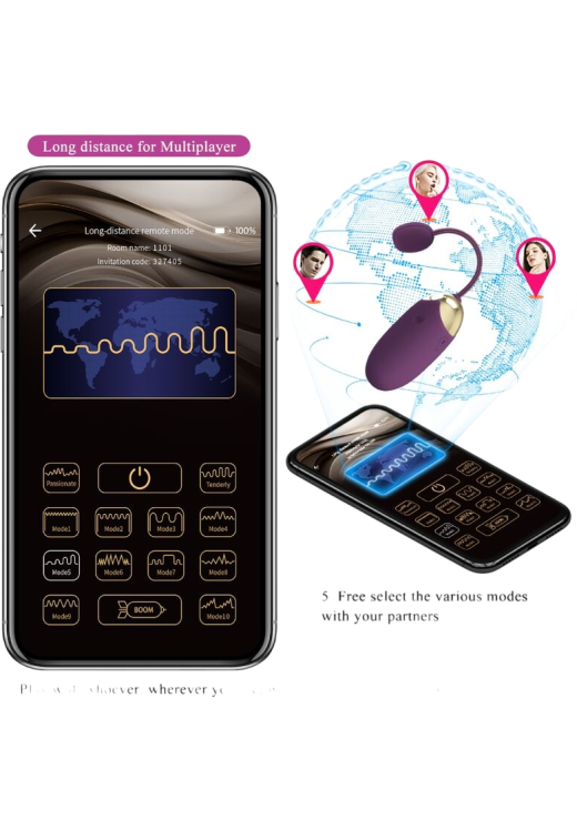 Τηλεχειριζόμενο αυγό από σιλικόνη σε μοβ χρώμα, μήκους 7,2 εκ. και μέγιστης διαμέτρου 3,3 εκ.