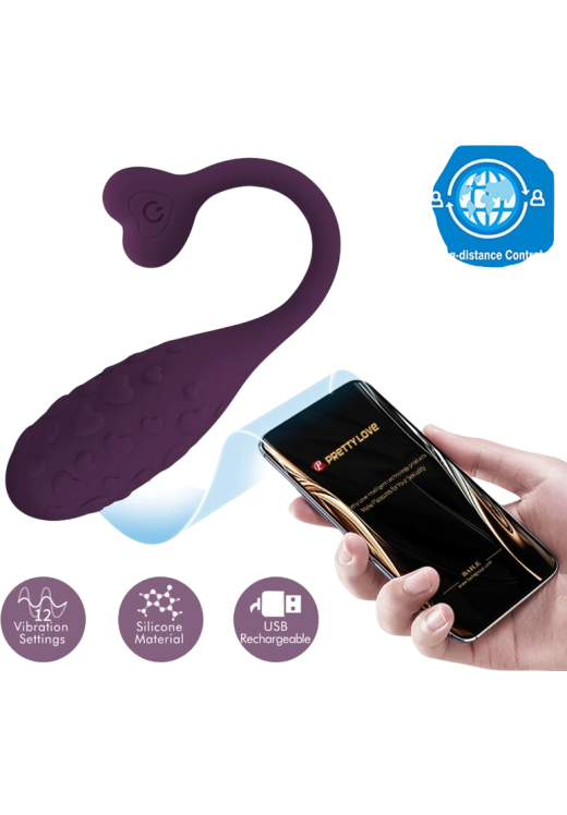 Τηλεχειριζόμενο αυγό από σιλικόνη σε λιλά χρώμα, μήκους 18,9 εκ. και μέγιστης διαμέτρου 3,2 εκ.