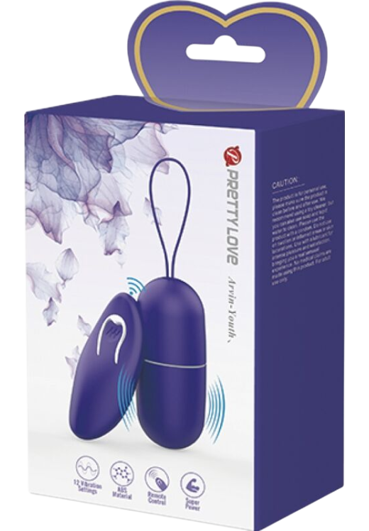 Τηλεχειριζόμενο αυγό από σιλικόνη σε μοβ χρώμα, μήκους 7,5 εκ. και μέγιστης διαμέτρου 3,3 εκ. με τηλεχειριζόμενο χειρισμό