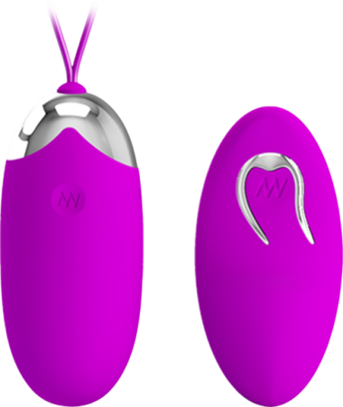 Τηλεχειριζόμενο αυγό από σιλικόνη σε μοβ χρώμα, μήκους 7,5 εκ. και μέγιστης διαμέτρου 3,3 εκ. με τηλεχειριζόμενο χειρισμό