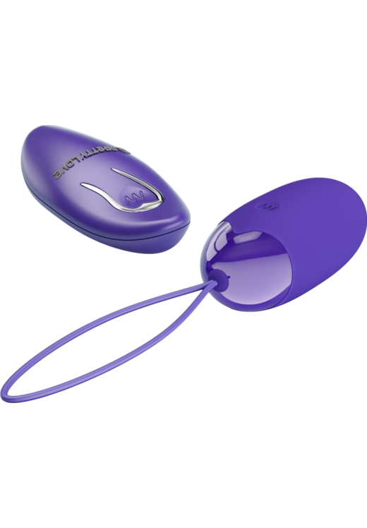 Τηλεχειριζόμενο αυγό από σιλικόνη σε μοβ χρώμα, μήκους 7,5 εκ. και μέγιστης διαμέτρου 3,3 εκ.