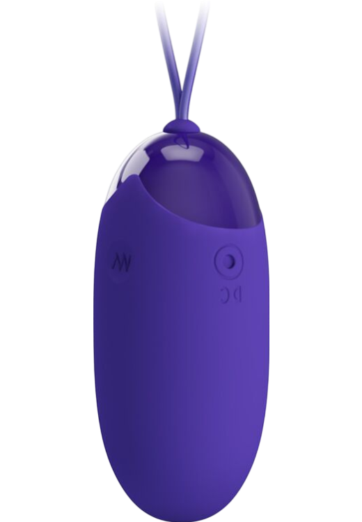 Τηλεχειριζόμενο αυγό από σιλικόνη σε μοβ χρώμα, μήκους 7,5 εκ. και μέγιστης διαμέτρου 3,3 εκ.