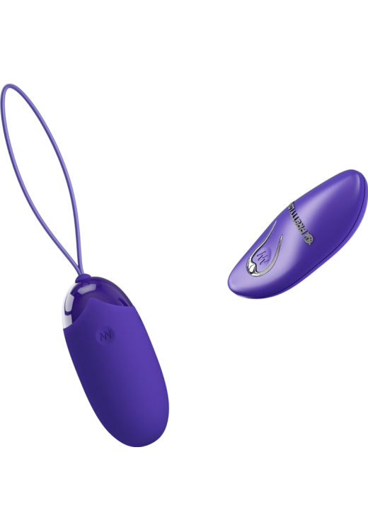 Τηλεχειριζόμενο αυγό από σιλικόνη σε μοβ χρώμα, μήκους 7,5 εκ. και μέγιστης διαμέτρου 3,3 εκ.