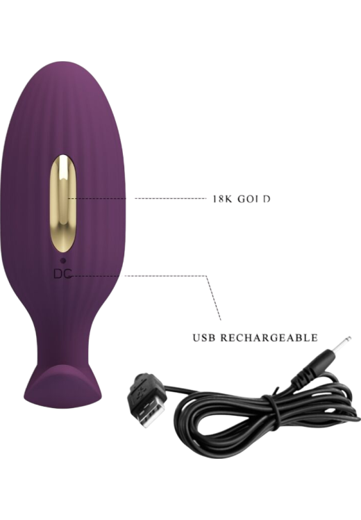 Δονούμενη σφήνα από σιλικόνη σε μοβ χρώμα, μήκους 9,2 εκ. και μέγιστης διαμέτρου 5,8 εκ.