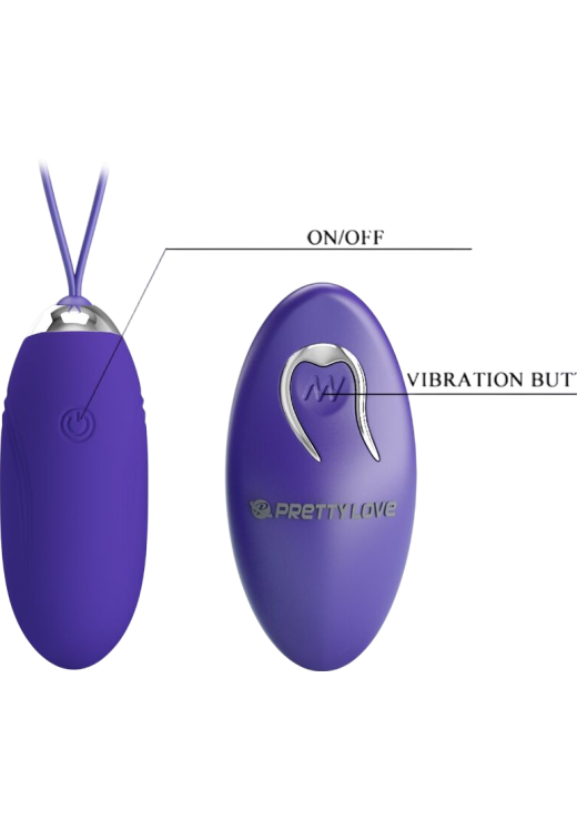 Τηλεχειριζόμενο αυγό από σιλικόνη σε μοβ χρώμα, μήκους 7 εκ. και μέγιστης διαμέτρου 2,8 εκ. με τηλεχειριζόμενο χειρισμό