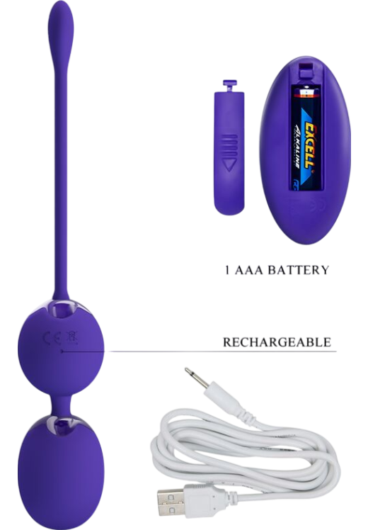 Kegel μπάλες από σιλικόνη σε μοβ χρώμα, μήκους 8,5 εκ. και μέγιστης διαμέτρου 2,7 εκ.