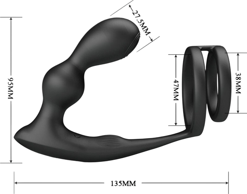 Πρωκτικός δονητής από σιλικόνη σε μαύρο χρώμα, μήκους 13,5 εκ. και μέγιστης διαμέτρου 2,7 εκ.