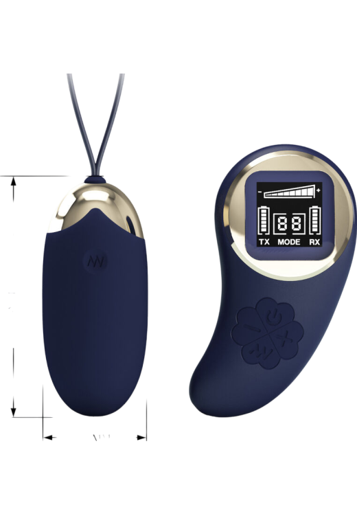 Τηλεχειριζόμενο αυγό από σιλικόνη σε μπλέ χρώμα, μήκους 7,5 εκ. και μέγιστης διαμέτρου 3,3 εκ. με τηλεχειριζόμενο χειρισμό