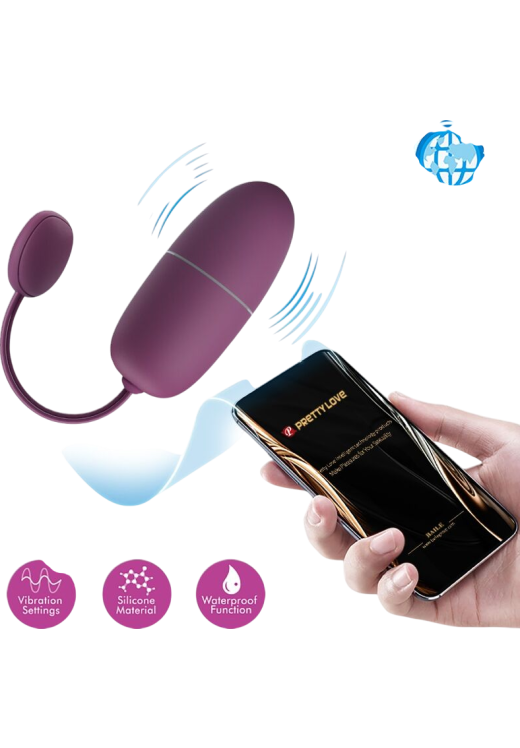 Τηλεχειριζόμενο αυγό από σιλικόνη σε λιλά χρώμα, μήκους 18 εκ. και μέγιστης διαμέτρου 3 εκ.