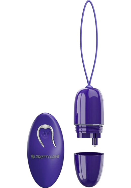 Τηλεχειριζόμενο αυγό από abs σε μοβ χρώμα, μήκους 6,9 εκ. και μέγιστης διαμέτρου 3 εκ. με τηλεχειριζόμενο χειρισμό