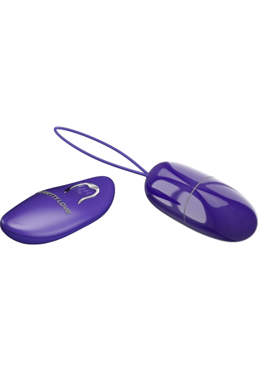 Τηλεχειριζόμενο αυγό από abs σε μοβ χρώμα, μήκους 6,9 εκ. και μέγιστης διαμέτρου 3 εκ. με τηλεχειριζόμενο χειρισμό