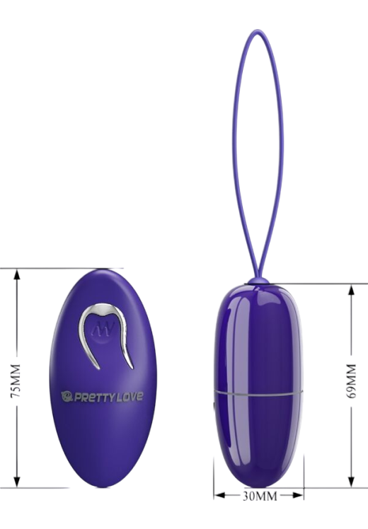 Τηλεχειριζόμενο αυγό από abs σε μοβ χρώμα, μήκους 6,9 εκ. και μέγιστης διαμέτρου 3 εκ. με τηλεχειριζόμενο χειρισμό