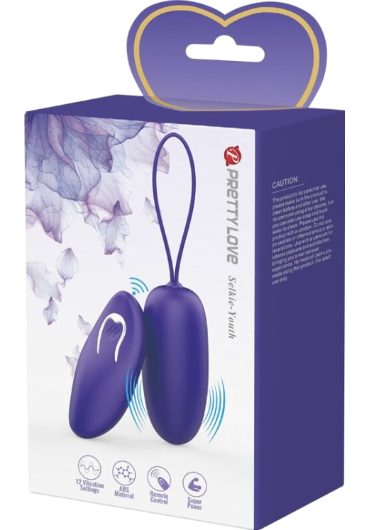 Τηλεχειριζόμενο αυγό από abs σε μοβ χρώμα, μήκους 6,9 εκ. και μέγιστης διαμέτρου 3 εκ. με τηλεχειριζόμενο χειρισμό