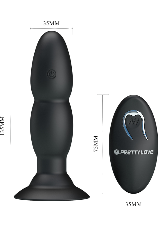 Δονούμενη σφήνα από σιλικόνη σε μαύρο χρώμα, μήκους 13,5 εκ. και μέγιστης διαμέτρου 3,5 εκ. με τηλεχειριζόμενο χειρισμό