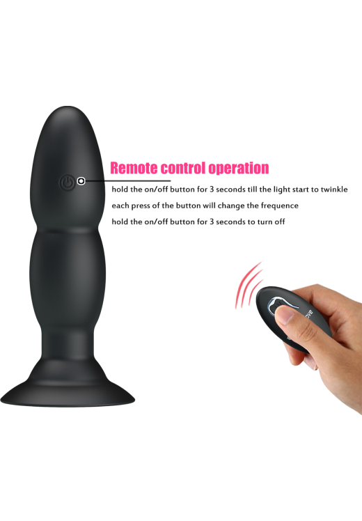 Δονούμενη σφήνα από σιλικόνη σε μαύρο χρώμα, μήκους 13,5 εκ. και μέγιστης διαμέτρου 3,5 εκ. με τηλεχειριζόμενο χειρισμό