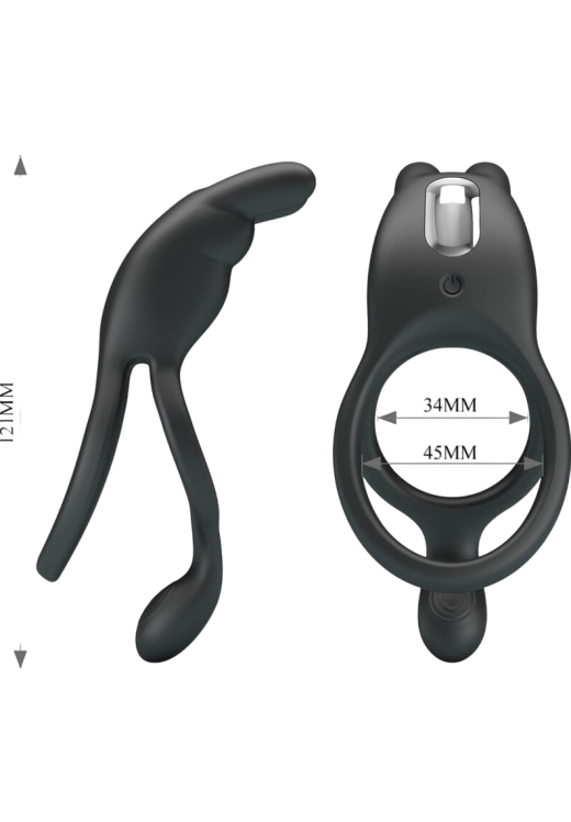 Δονούμενο δαχτυλίδι από σιλικόνη σε μαύρο χρώμα, μήκους 12,1 εκ. και μέγιστης διαμέτρου 4,5 εκ.