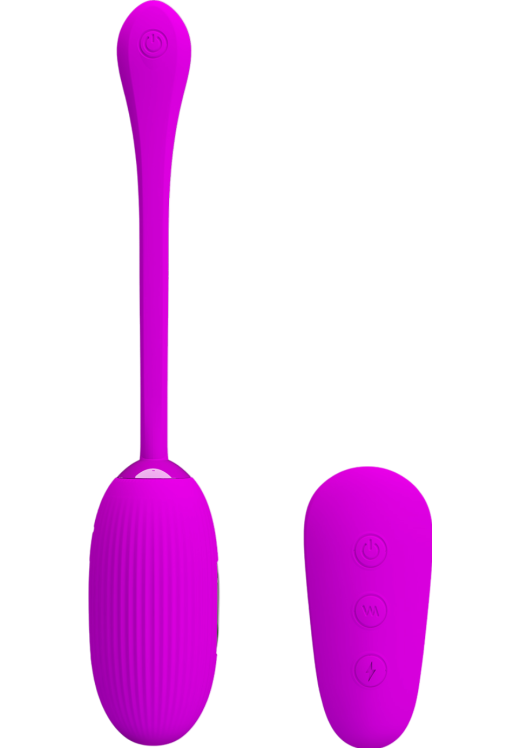 Τηλεχειριζόμενο αυγό από σιλικόνη σε μοβ χρώμα, μήκους 19 εκ. και μέγιστης διαμέτρου 3,2 εκ. με τηλεχειριζόμενο χειρισμό