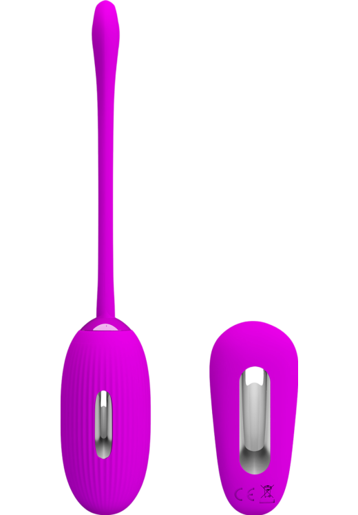 Τηλεχειριζόμενο αυγό από σιλικόνη σε μοβ χρώμα, μήκους 19 εκ. και μέγιστης διαμέτρου 3,2 εκ. με τηλεχειριζόμενο χειρισμό